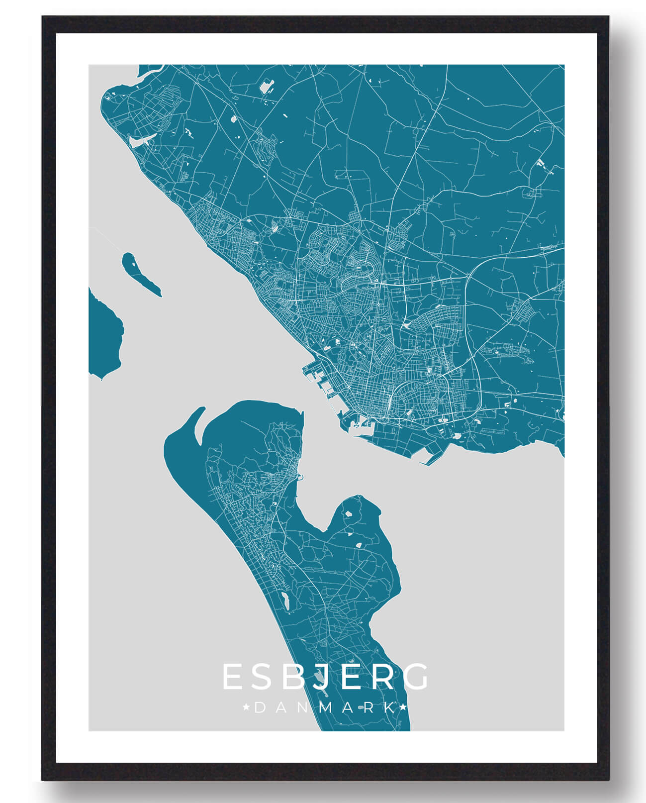Blå Esbjerg Plakat - Plakatdyr.dk Plakater