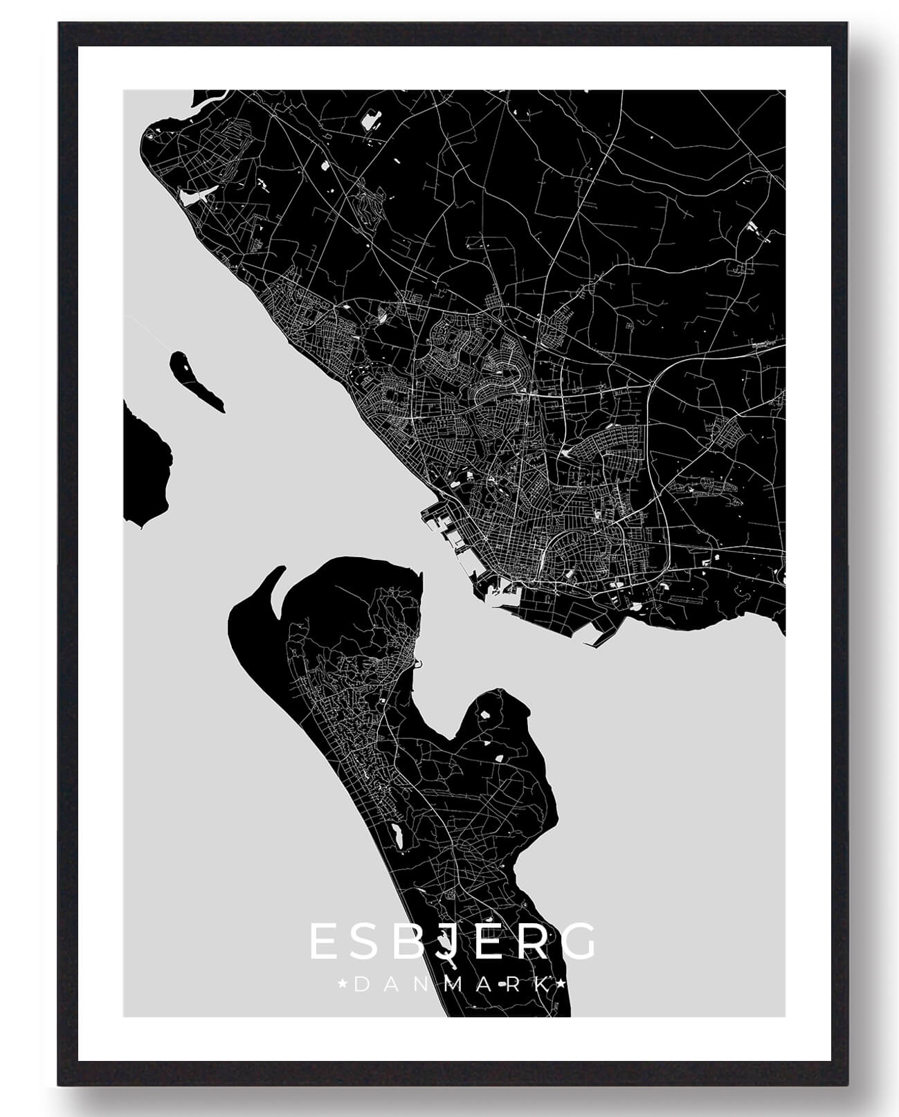 Sort Esbjerg Plakat - Plakatdyr.dk Plakater