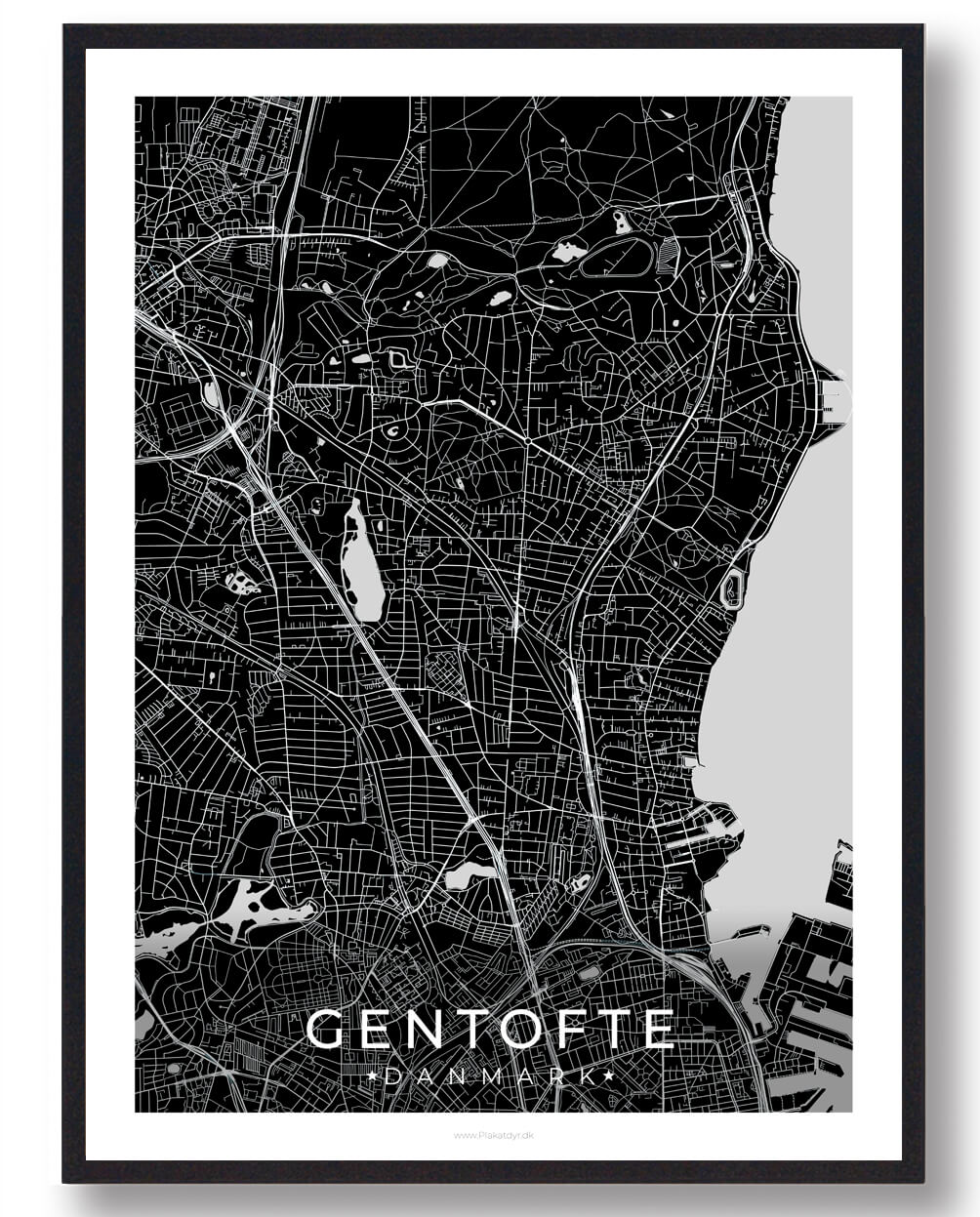 Sort Gentofte Plakat - Plakatdyr.dk Plakater