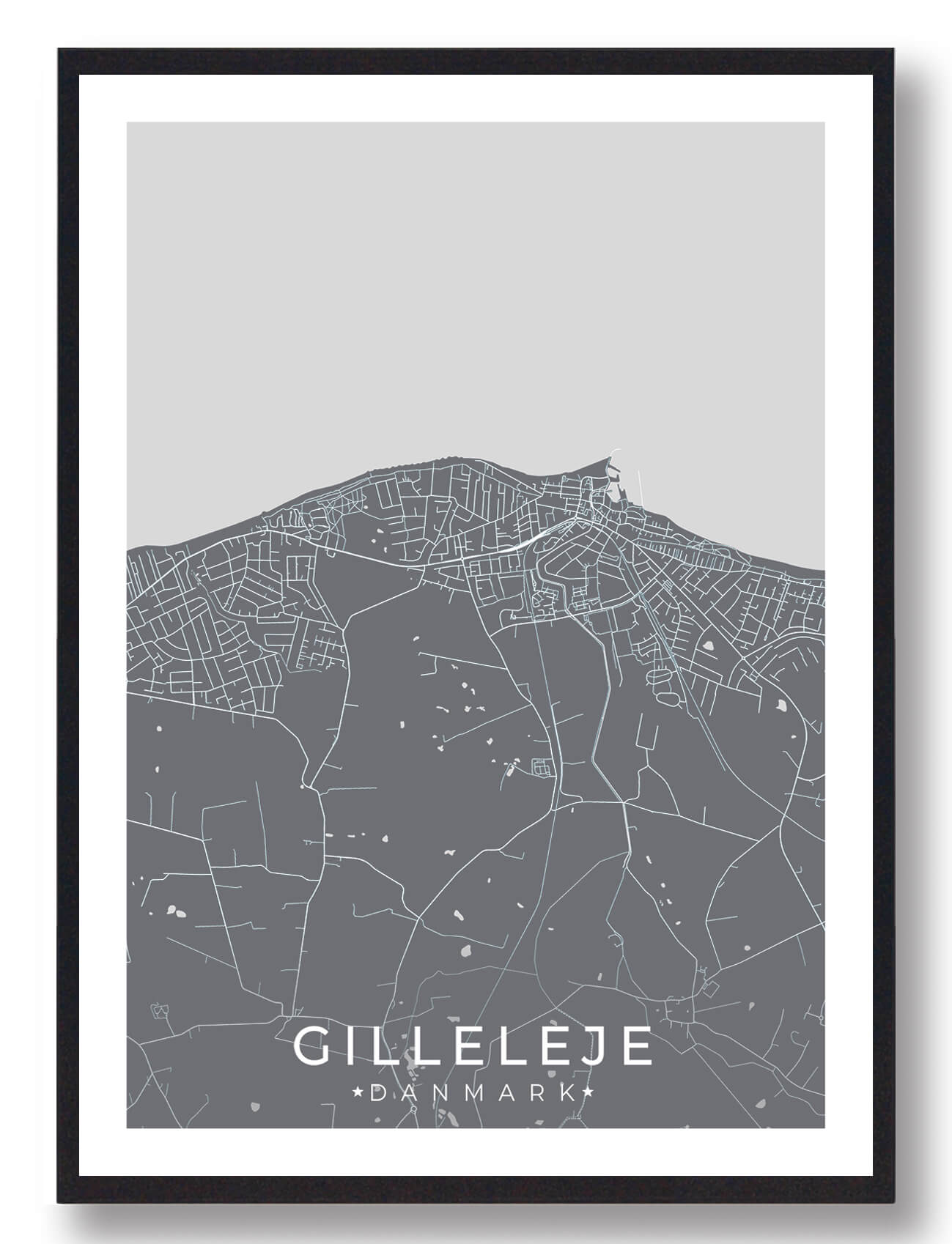 Gilleleje Plakat Grå - Plakatdyr.dk Plakater