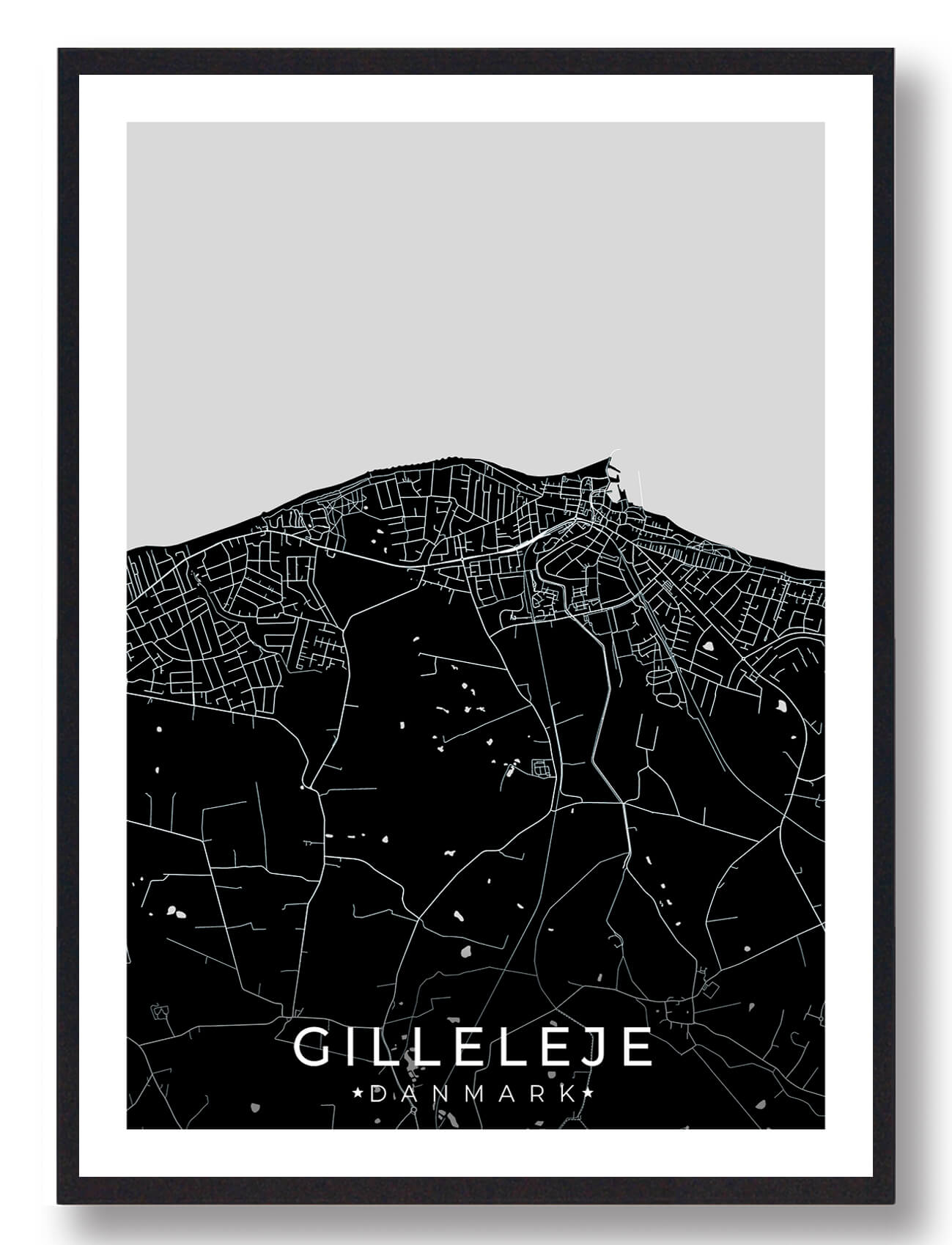 Sort Gilleleje Plakat - Plakatdyr.dk Plakater