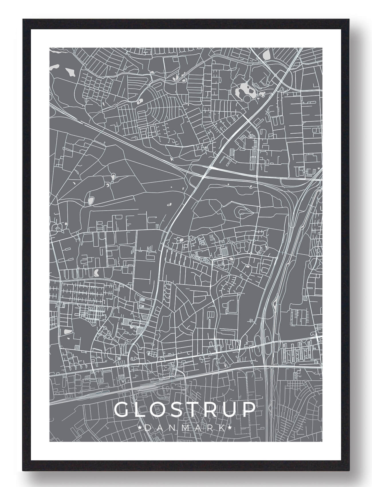 Glostrup Plakat Grå - Plakatdyr.dk Plakater