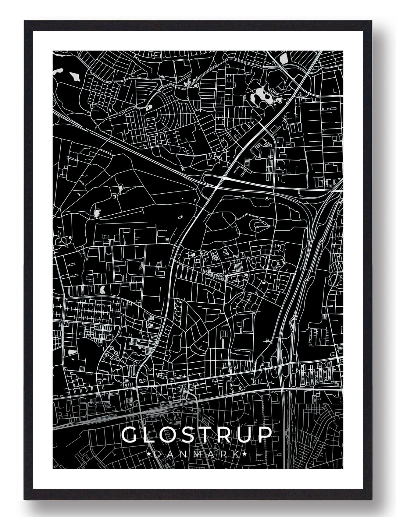 Sort Glostrup Plakat - Plakatdyr.dk Plakater