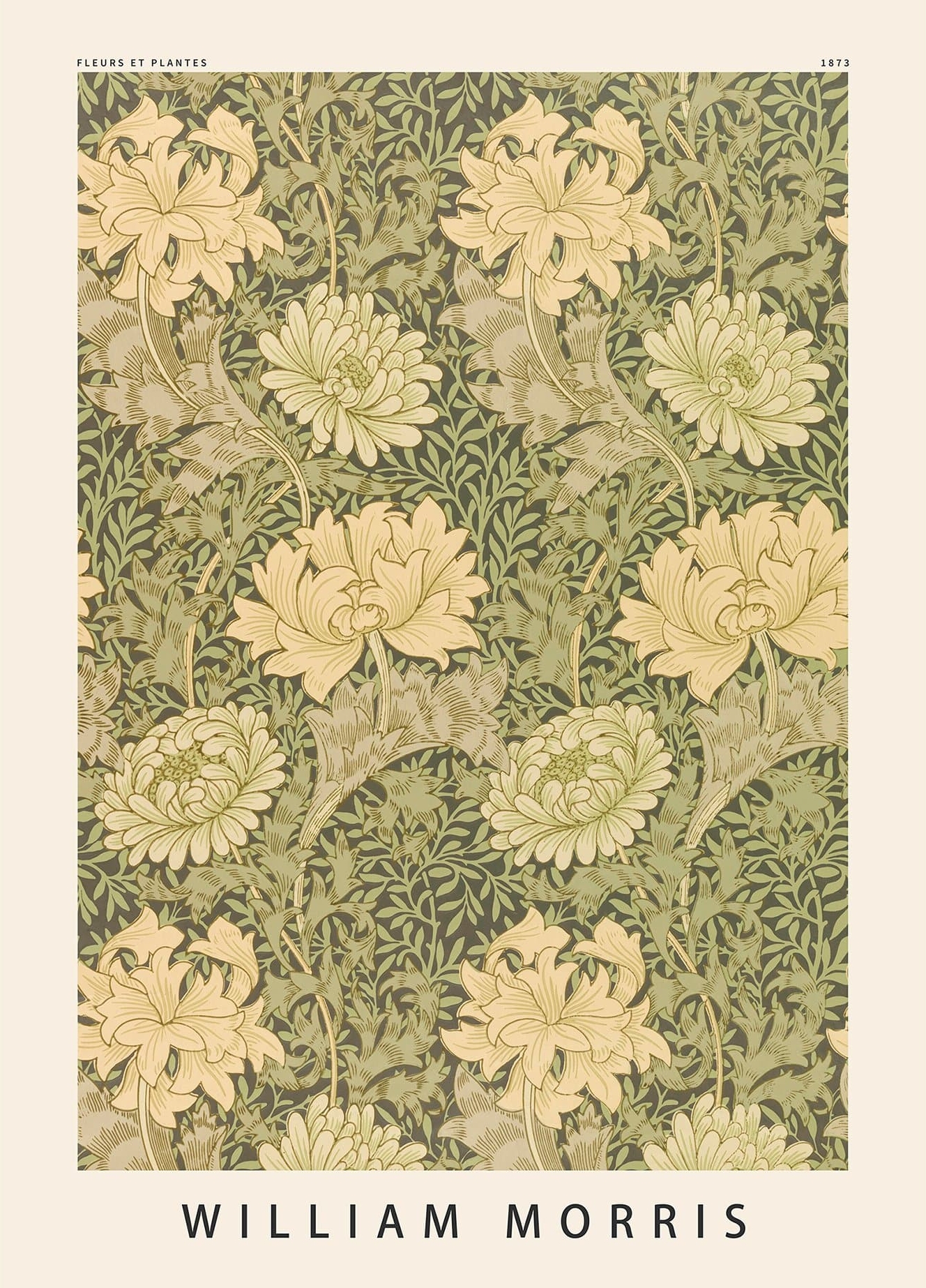 Rosa Green Flower Pattern William Morris - William Morris Plakater
