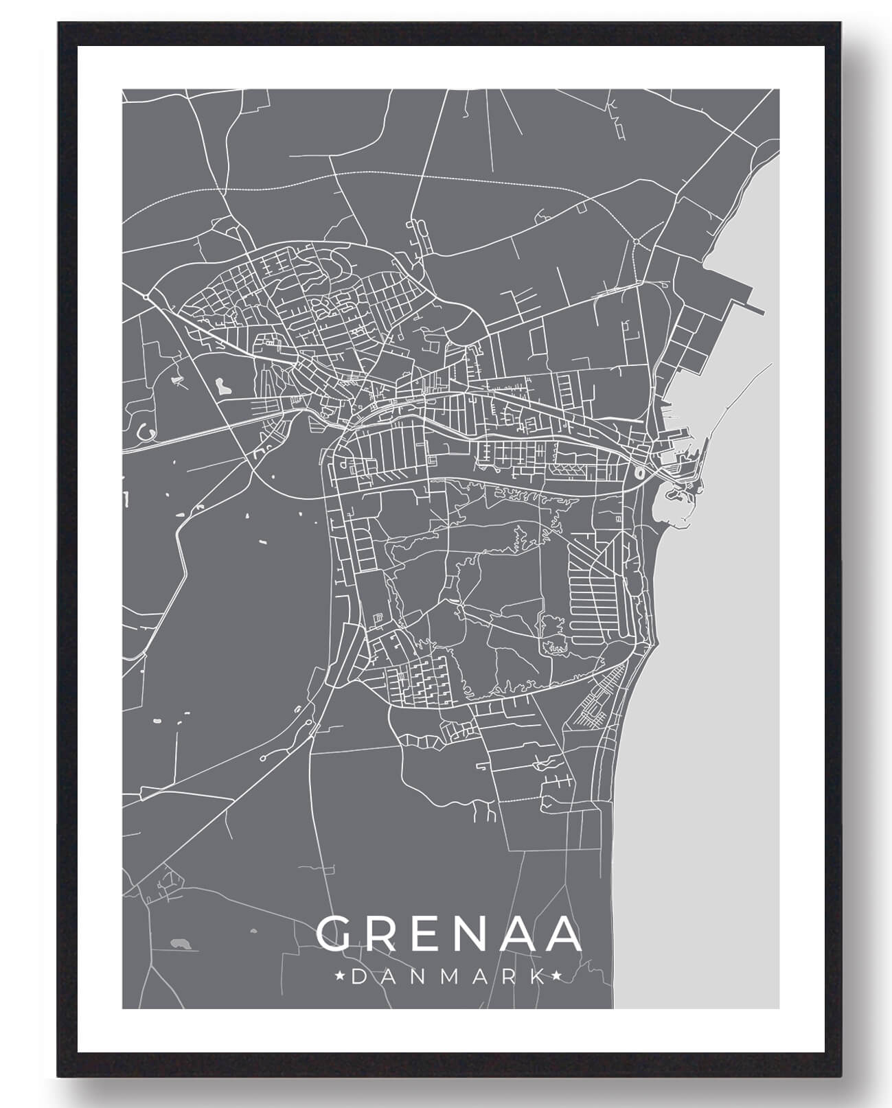 Grenaa Plakat Grå - Plakatdyr.dk Plakater