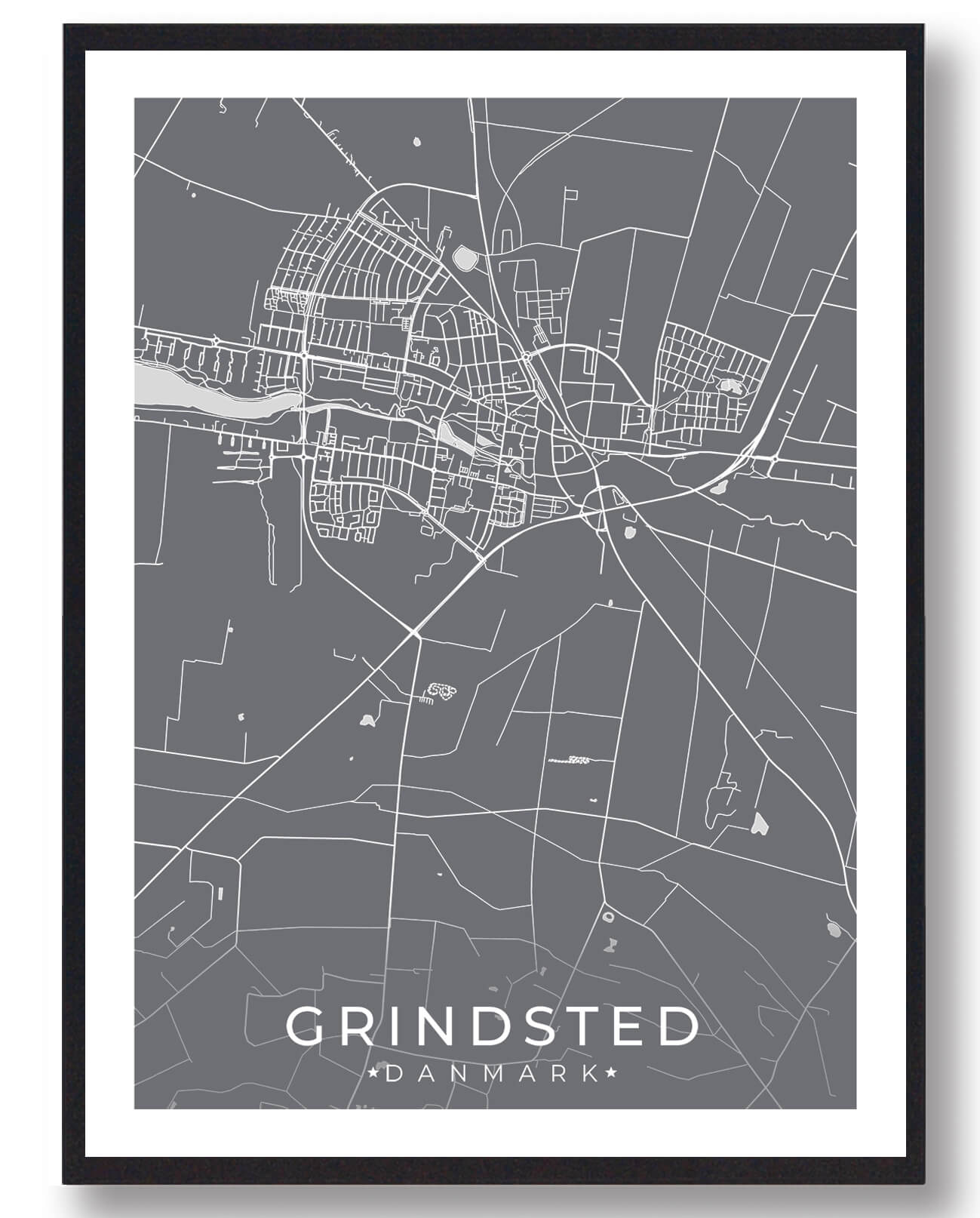 Grindsted Plakat Grå - Plakatdyr.dk Plakater