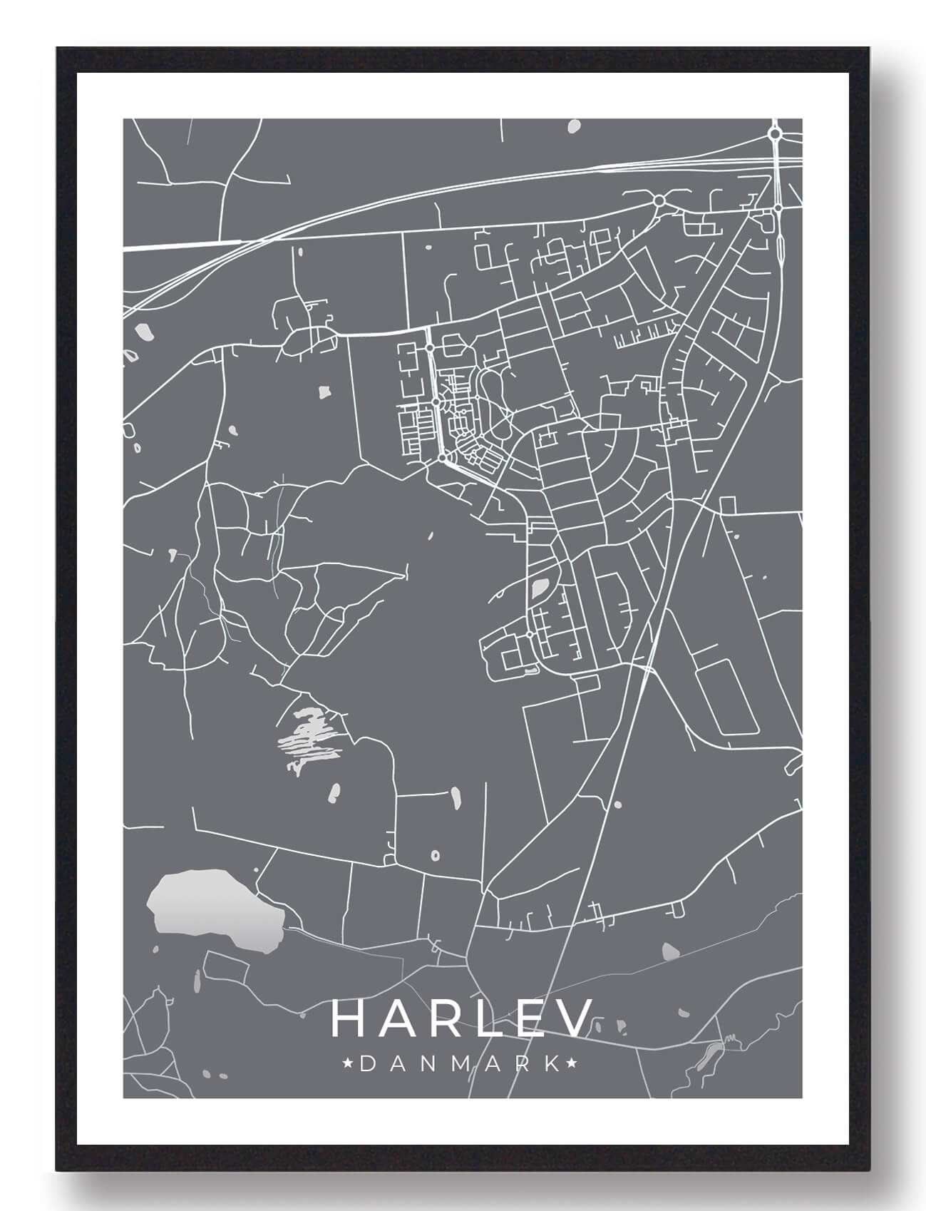 Harlev Plakat Grå - Plakatdyr.dk Plakater