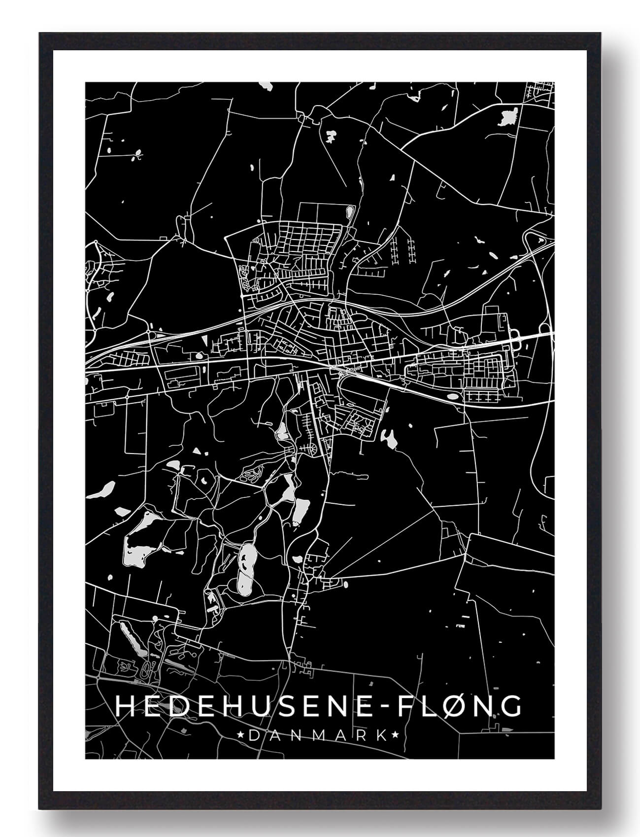 Sort Hedehusene Fløng Plakat - Plakatdyr.dk Plakater