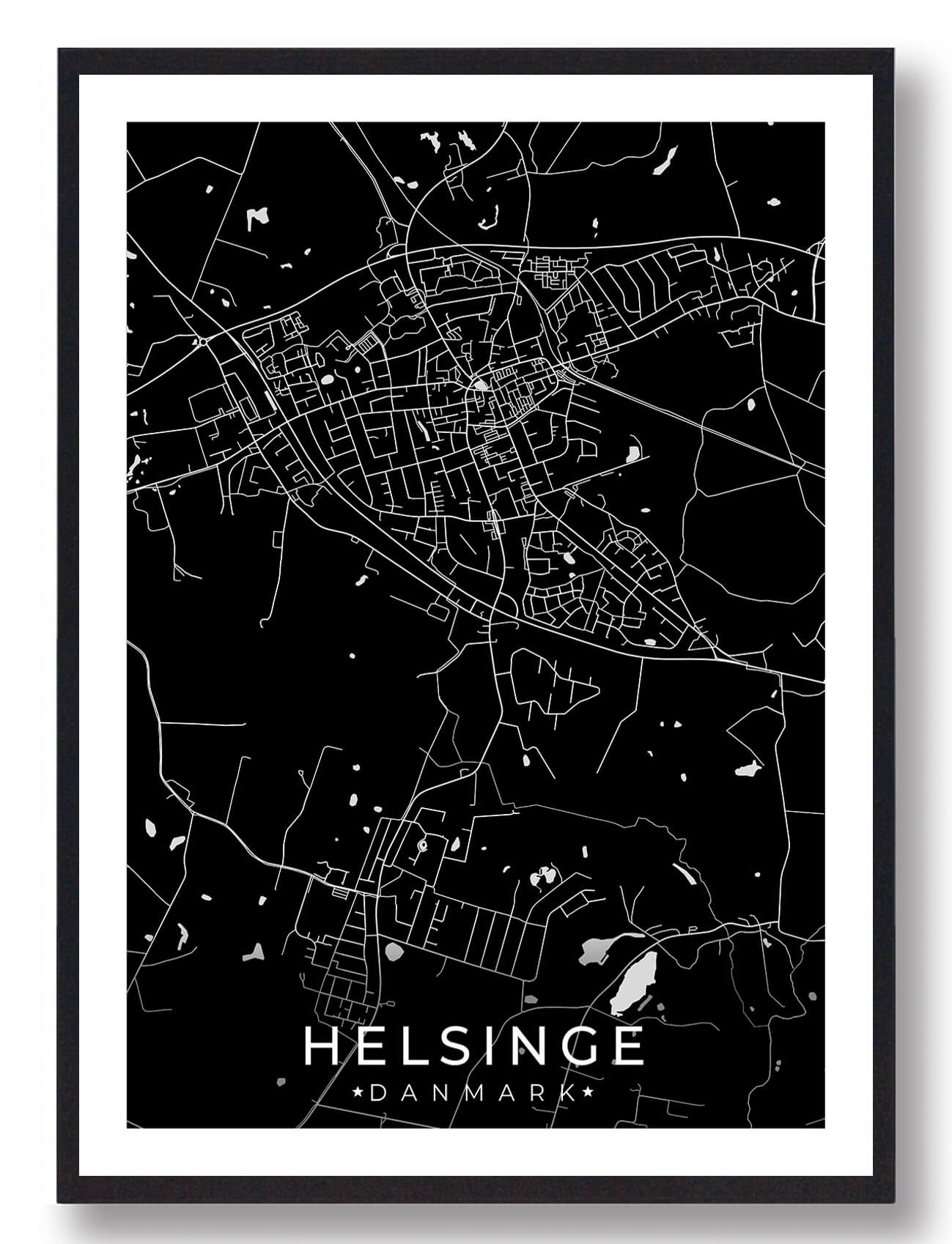 Sort Helsinge Plakat - Plakatdyr.dk Plakater