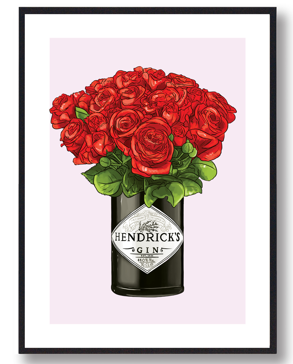 Lyserød Hendricks Gin Plakat - Plakatdyr.dk Plakater