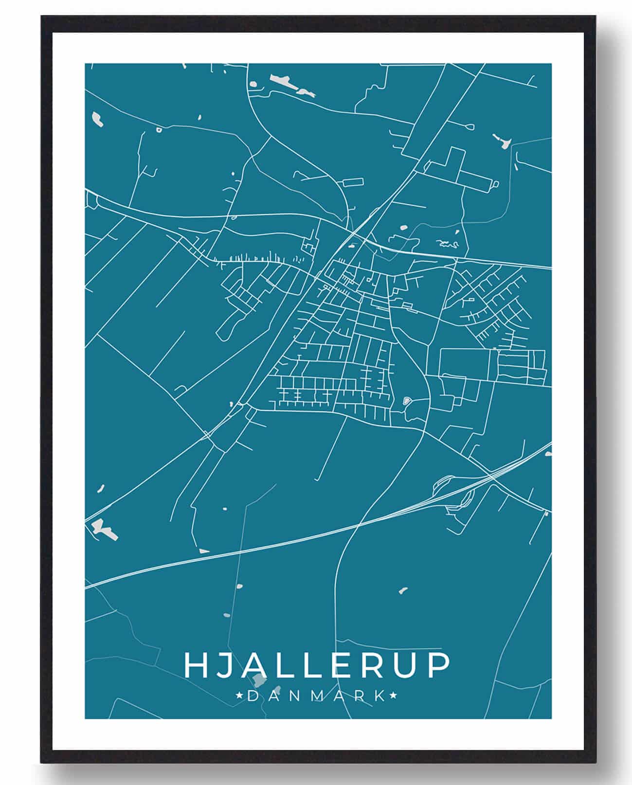 Blå Hjallerup Plakat - Plakatdyr.dk Plakater