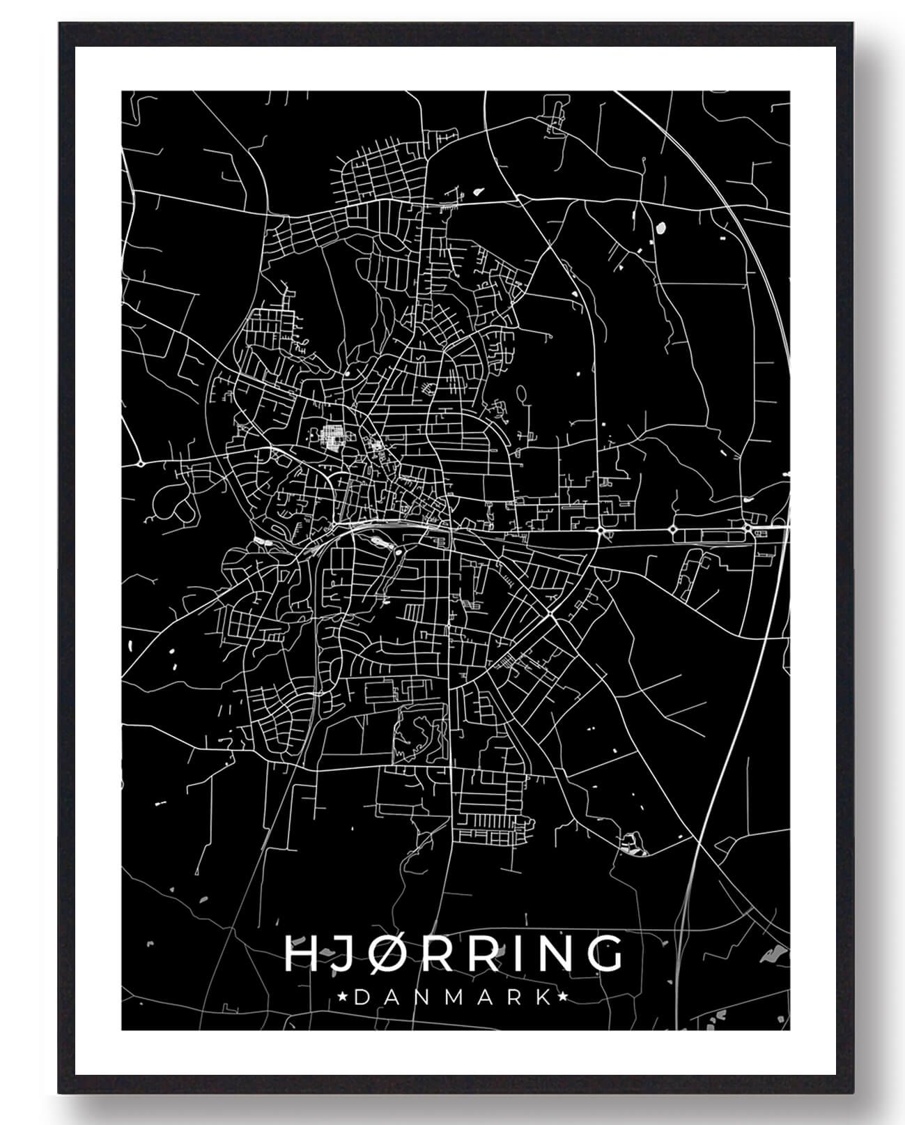 Sort Hjørring Plakat - Plakatdyr.dk Plakater