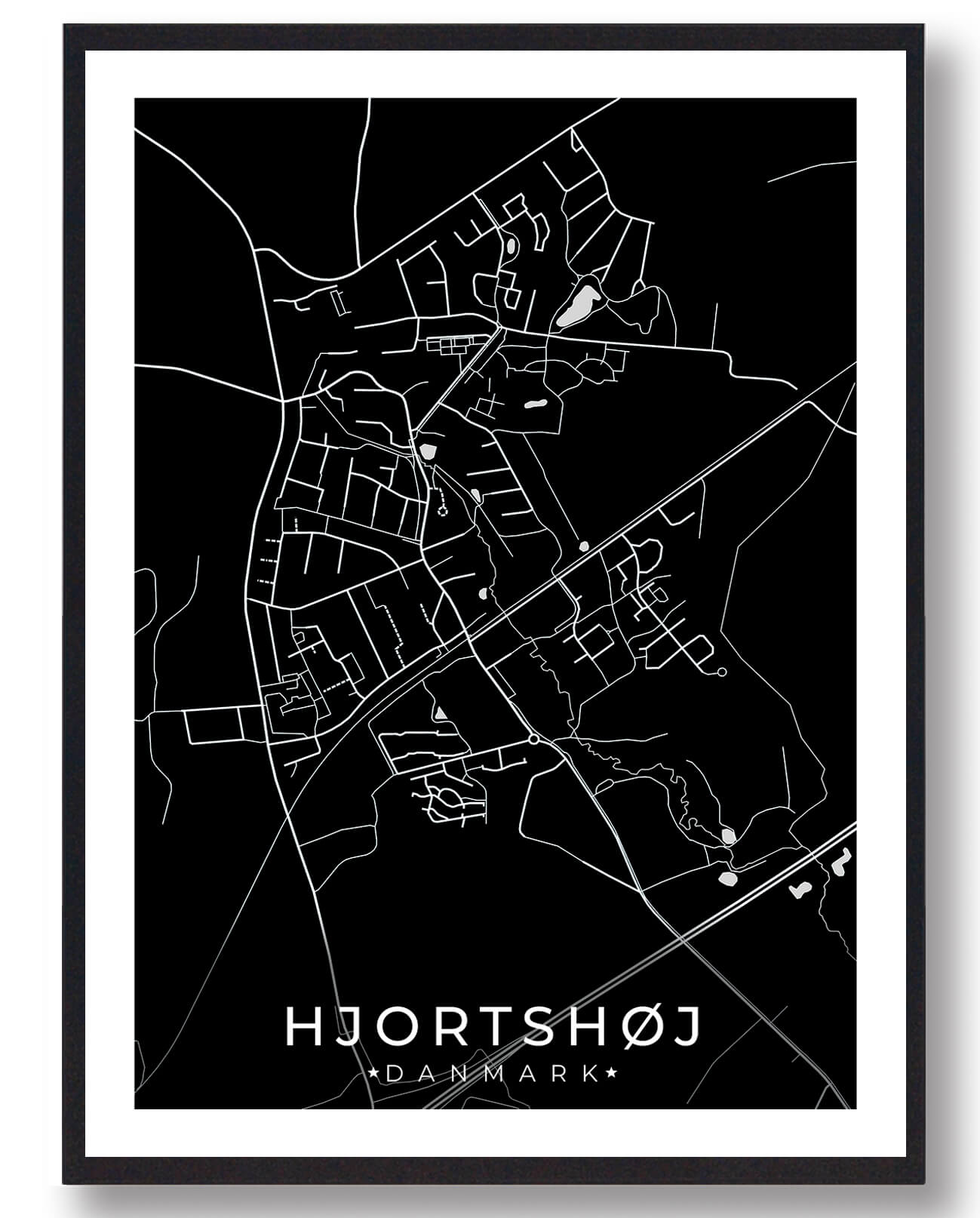 Sort Hjortshøj Plakat - Plakatdyr.dk Plakater