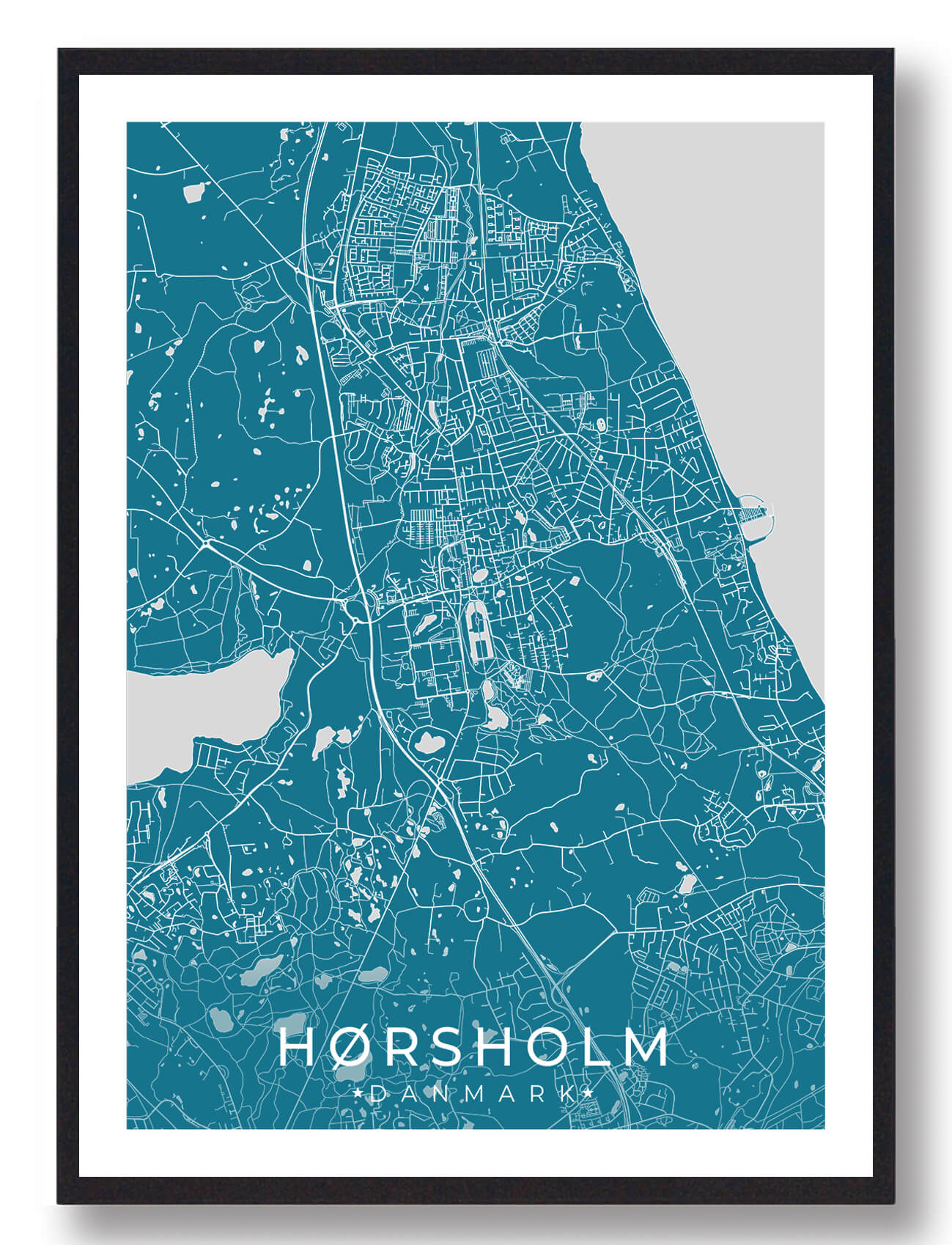 Blå Hørsholm Plakat - Plakatdyr.dk Plakater