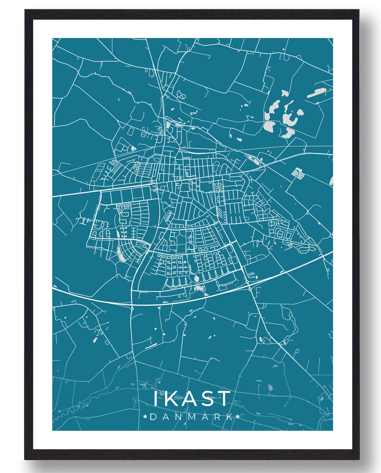Blå Ikast Plakat - Plakatdyr.dk Plakater