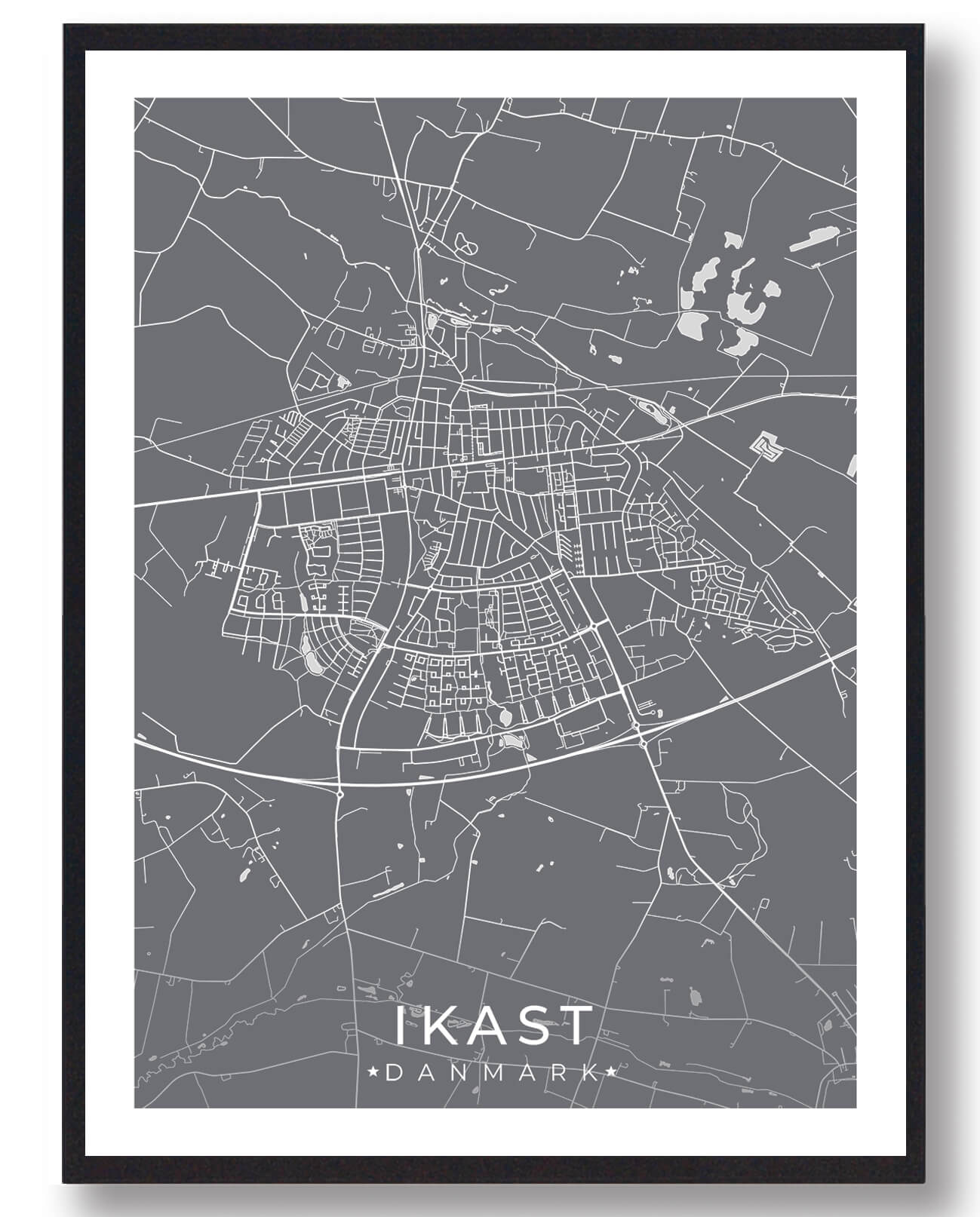 Ikast Plakat Grå - Plakatdyr.dk Plakater