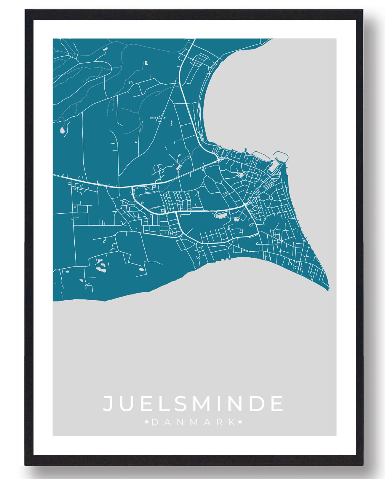 Blå Juelsminde Plakat - Plakatdyr.dk Plakater