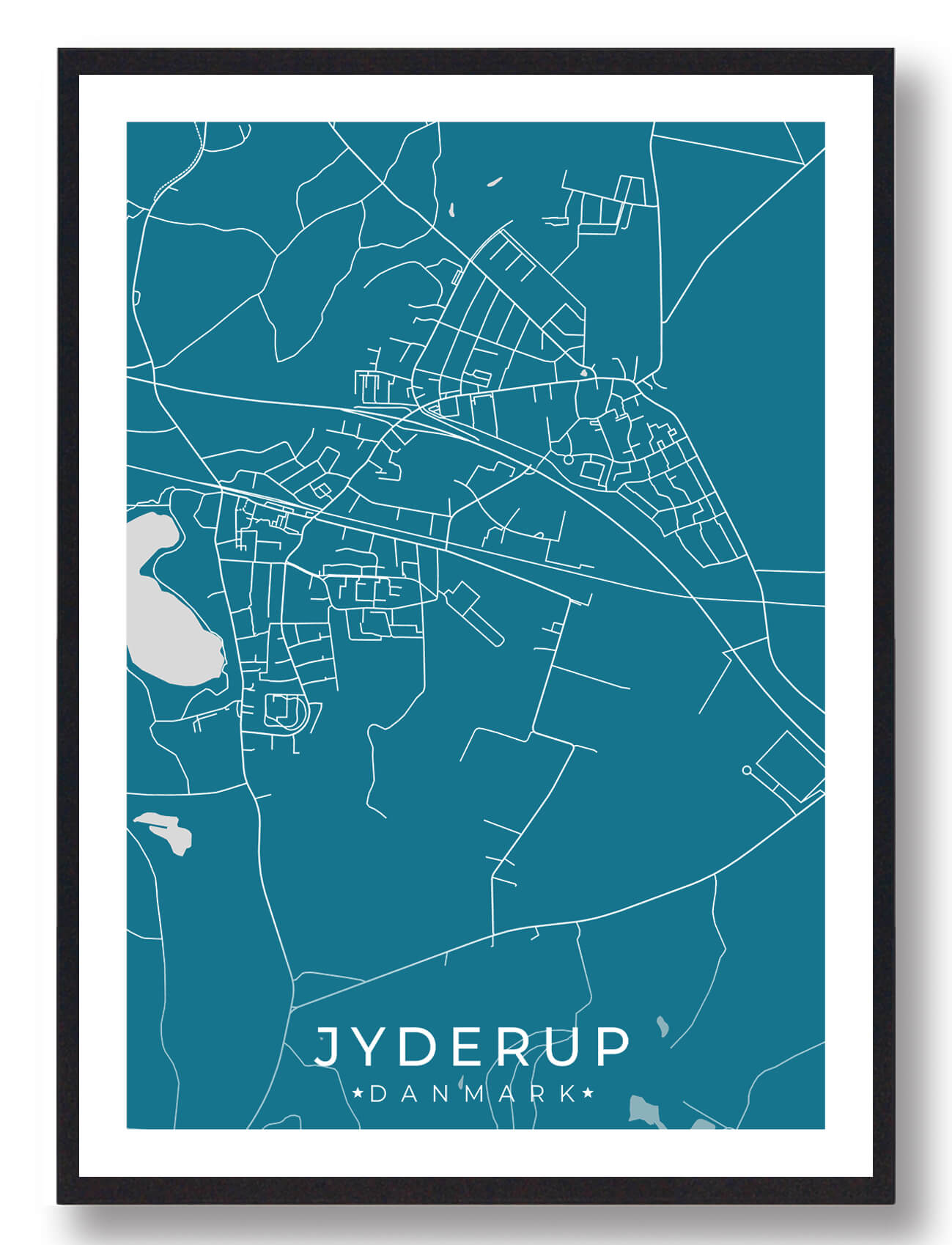 Blå Jyderup Plakat - Plakatdyr.dk Plakater