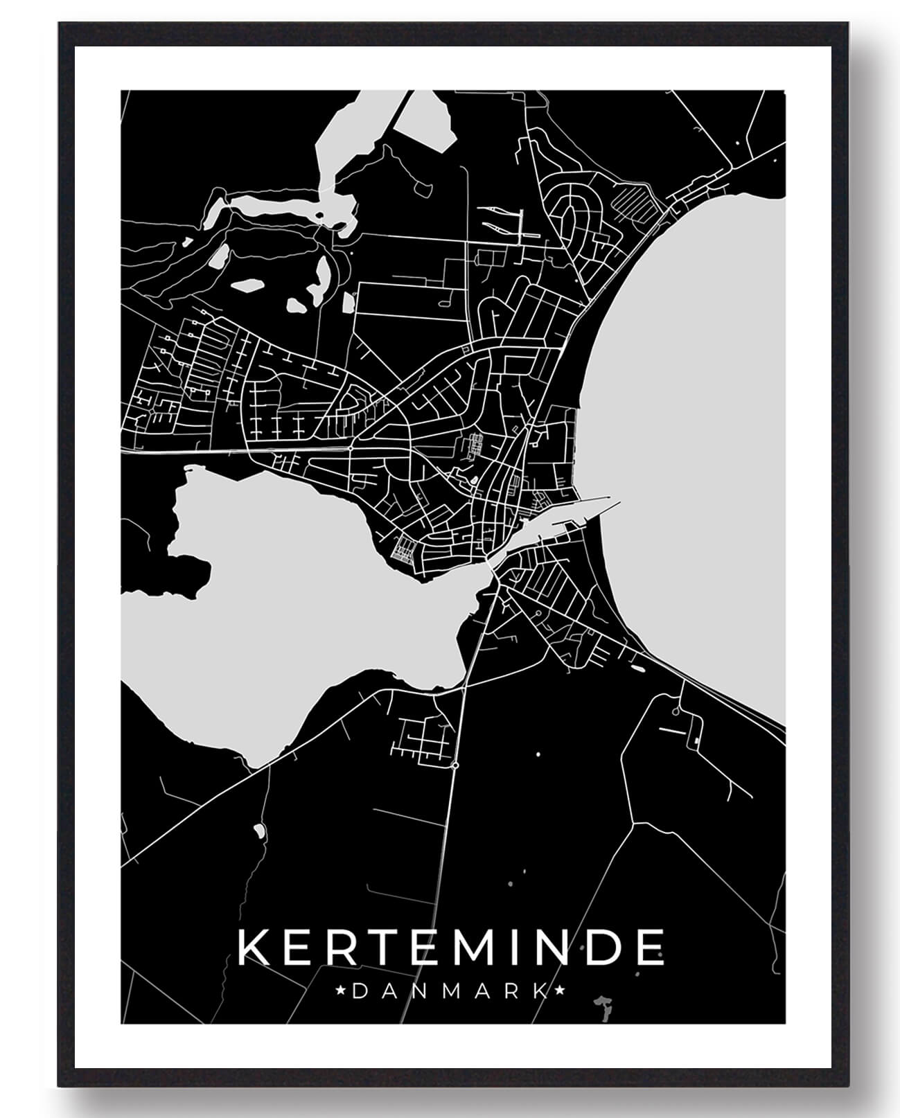Sort Kerteminde Plakat - Plakatdyr.dk Plakater