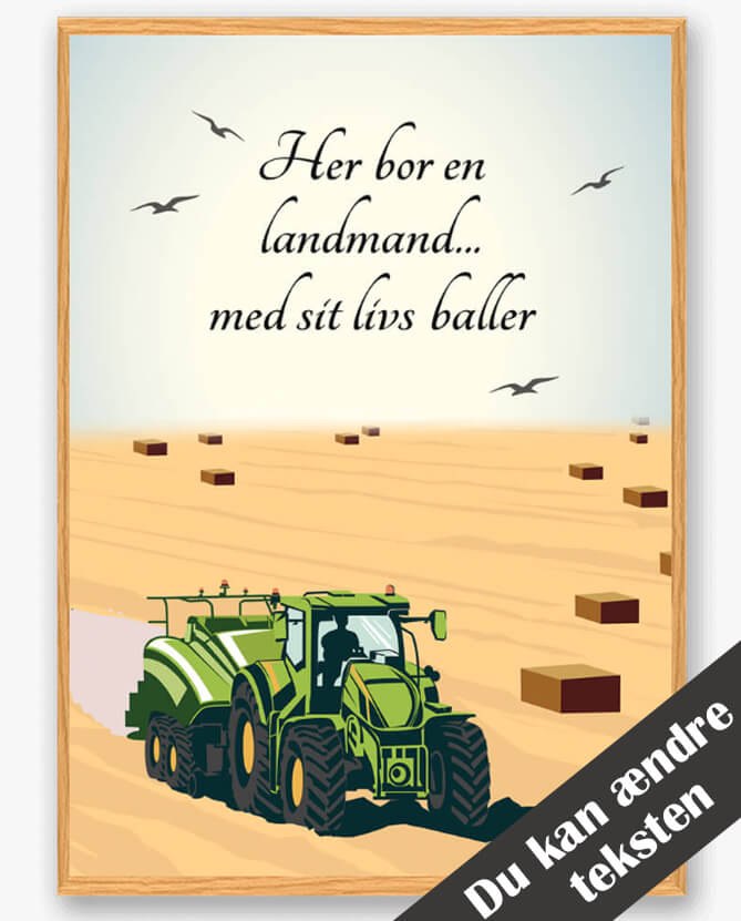 Grøn Her Bor Landmand Plakat - Plakatdyr.dk Plakater