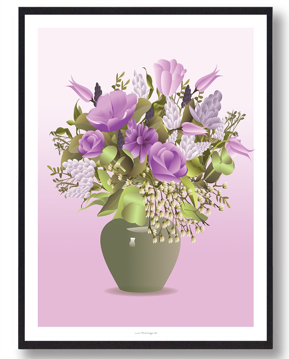 Grøn Buket Vase Plakat - Plakatdyr.dk Plakater
