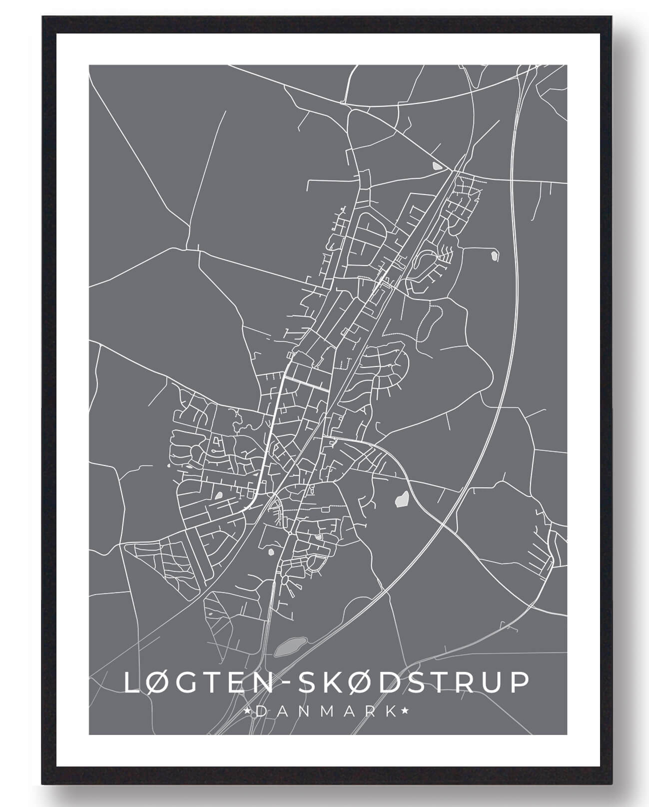 Løgten Skødstrup Plakat Grå - Plakatdyr.dk Plakater