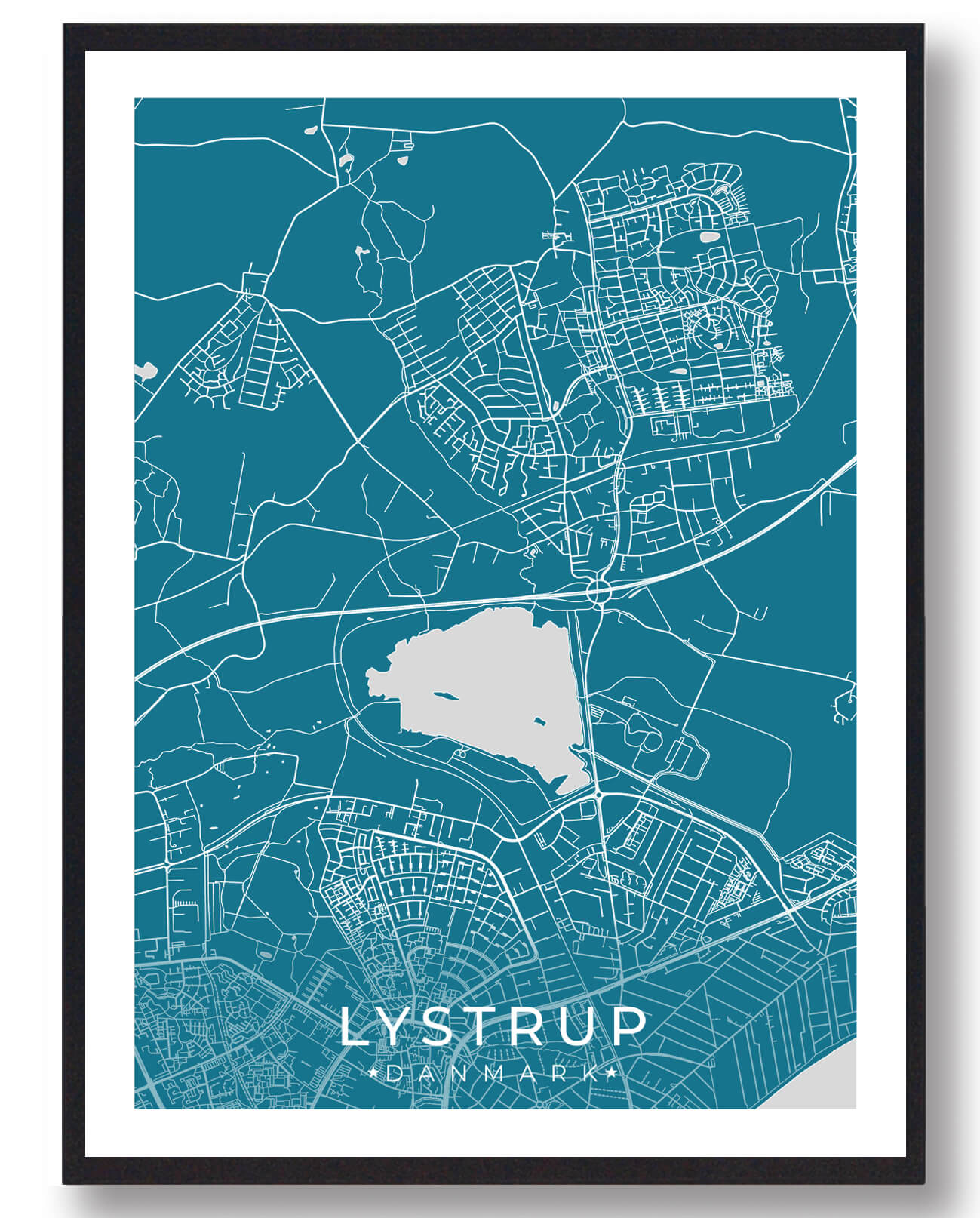 Blå Lystrup Plakat - Plakatdyr.dk Plakater