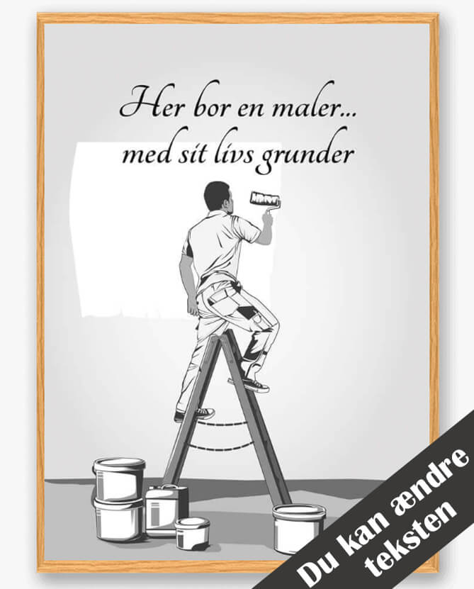 Her Bor Maler Mand Plakat - Plakatdyr.dk Plakater