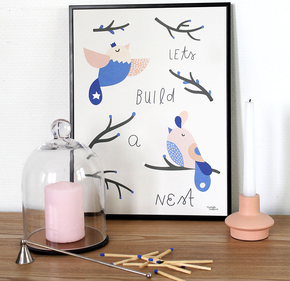 Michelle Carlslund Plakat 30x40 Lad Bygge Rede - Plakater  - 5713215001841