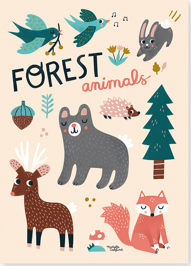 Michelle Carlslund Plakat 50x70 Forest Animals - Plakater  - 5713215004309