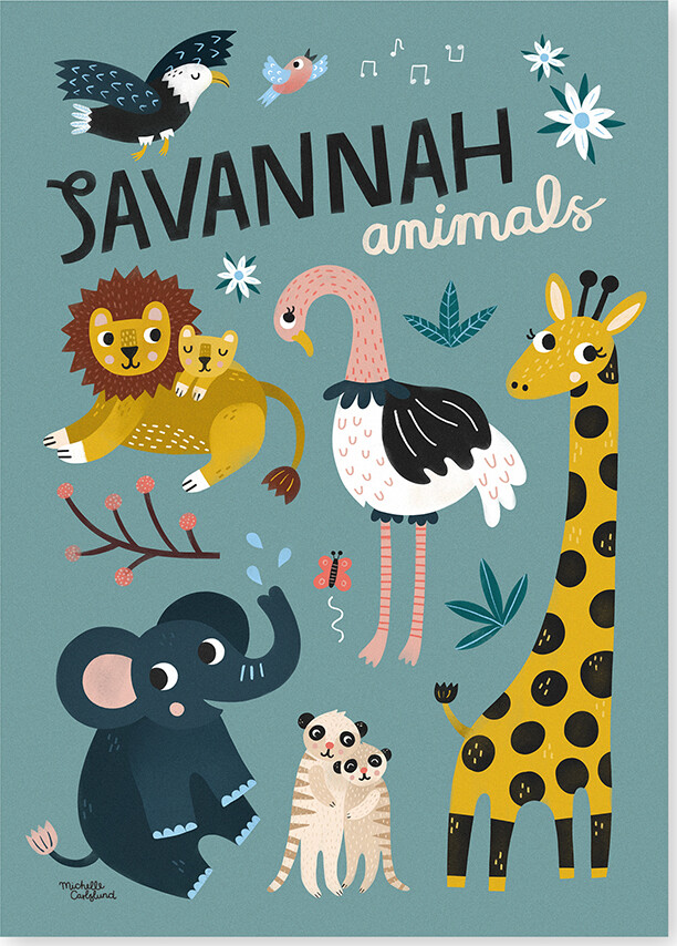 Michelle Carlslund Plakat 50x70 Savannah Animals - Plakater  - 5713215004279