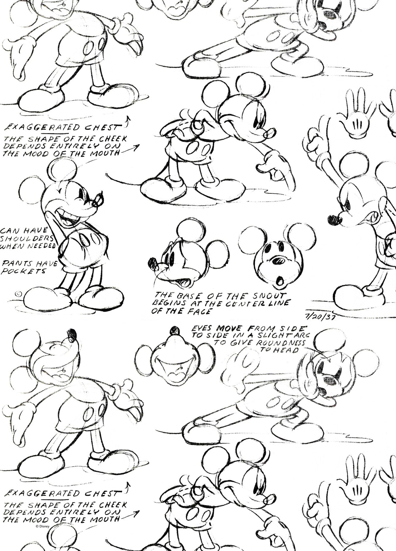 Rosa Mickey Mouse: Character Sheet 1937 Disney - Disney Plakater
