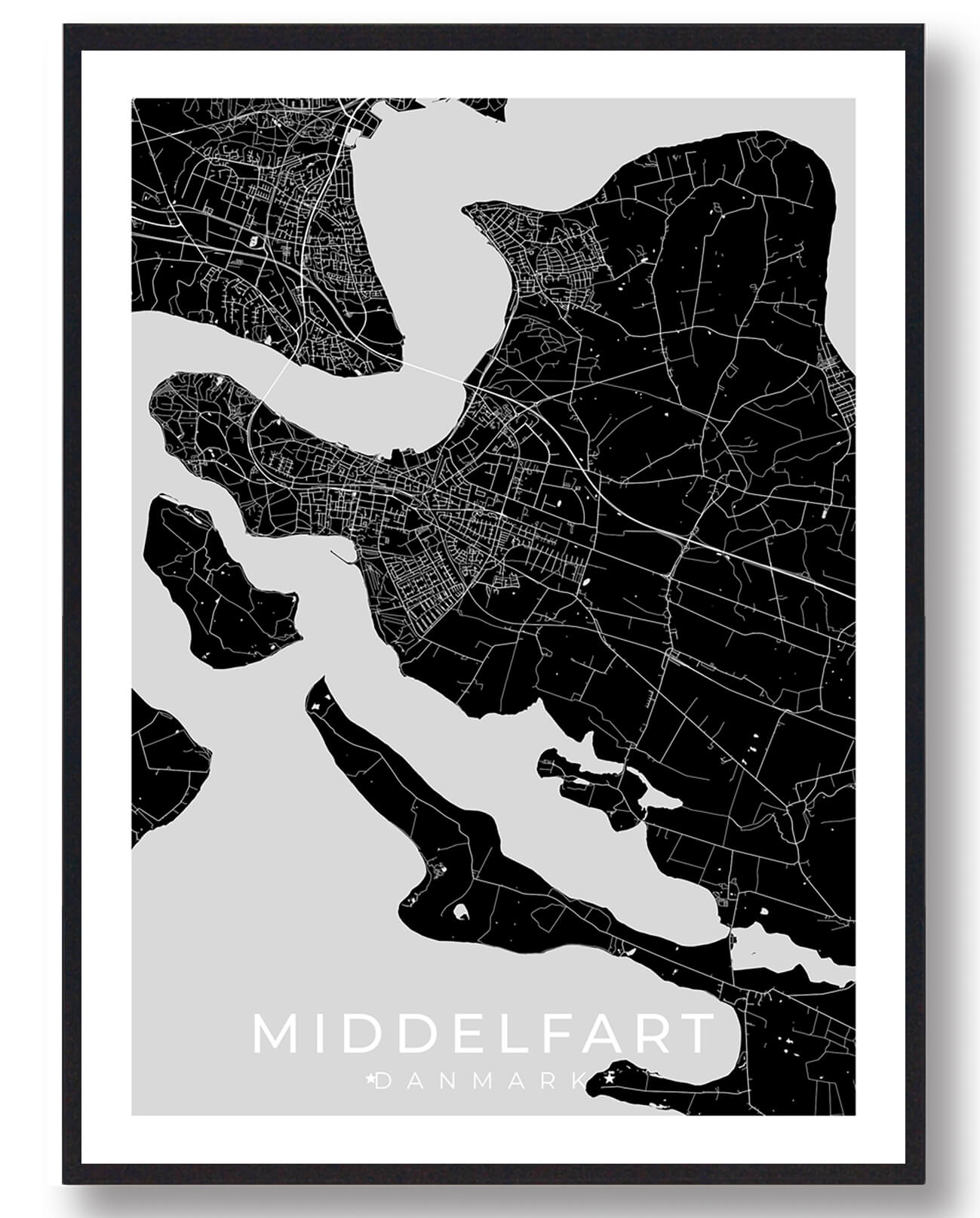 Sort Middelfart Plakat - Plakatdyr.dk Plakater