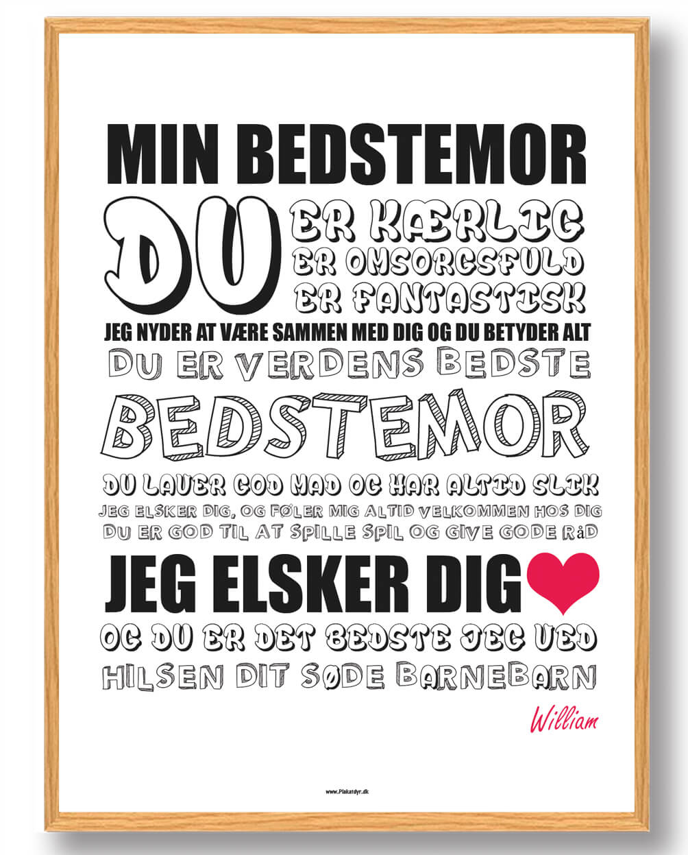 Min Bedstemor Plakat - Plakatdyr.dk Plakater
