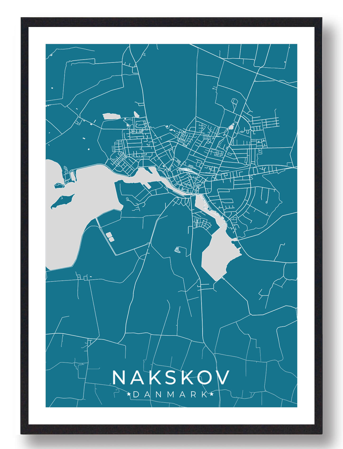 Blå Nakskov Plakat - Plakatdyr.dk Plakater