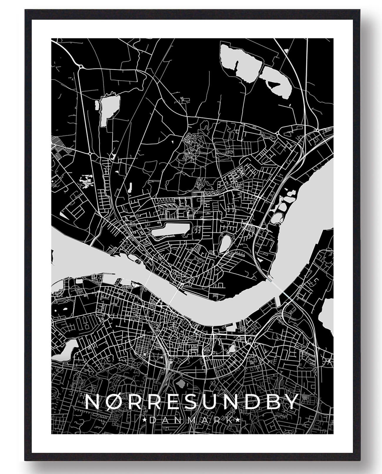 Sort Nørresundby Plakat - Plakatdyr.dk Plakater