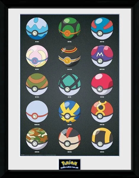 Pokmon Plakat Pokeballs Indrammet 30x40 - Abystyle Studio Plakater  - 5028486352166
