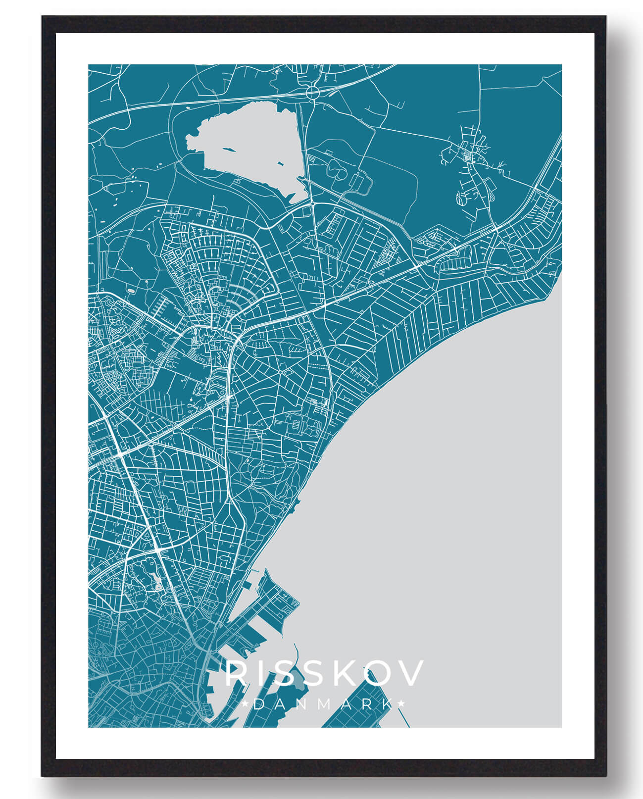 Blå Risskov Plakat - Plakatdyr.dk Plakater