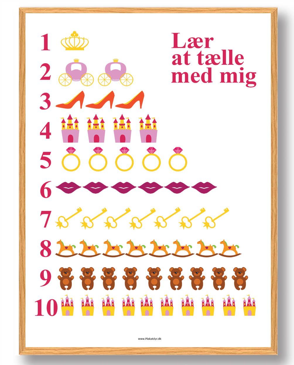 Lær Tælle Prinsesse Plakat - Plakatdyr.dk Plakater
