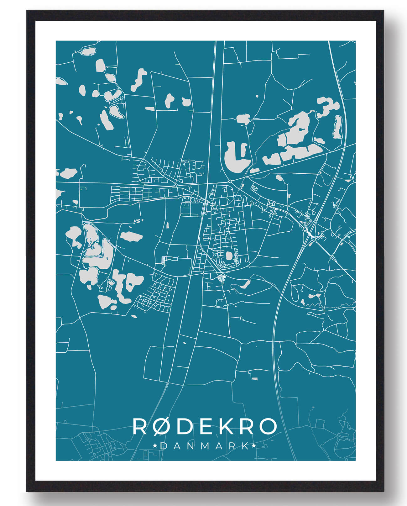 Blå Rødekro Plakat - Plakatdyr.dk Plakater