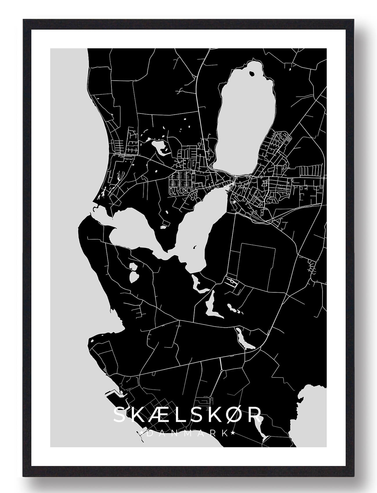 Sort Skælskør Plakat - Plakatdyr.dk Plakater