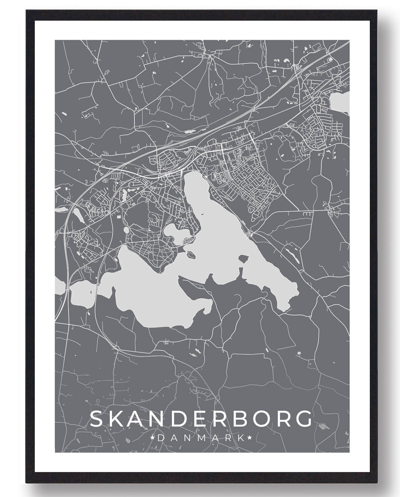 Skanderborg Plakat Grå - Plakatdyr.dk Plakater