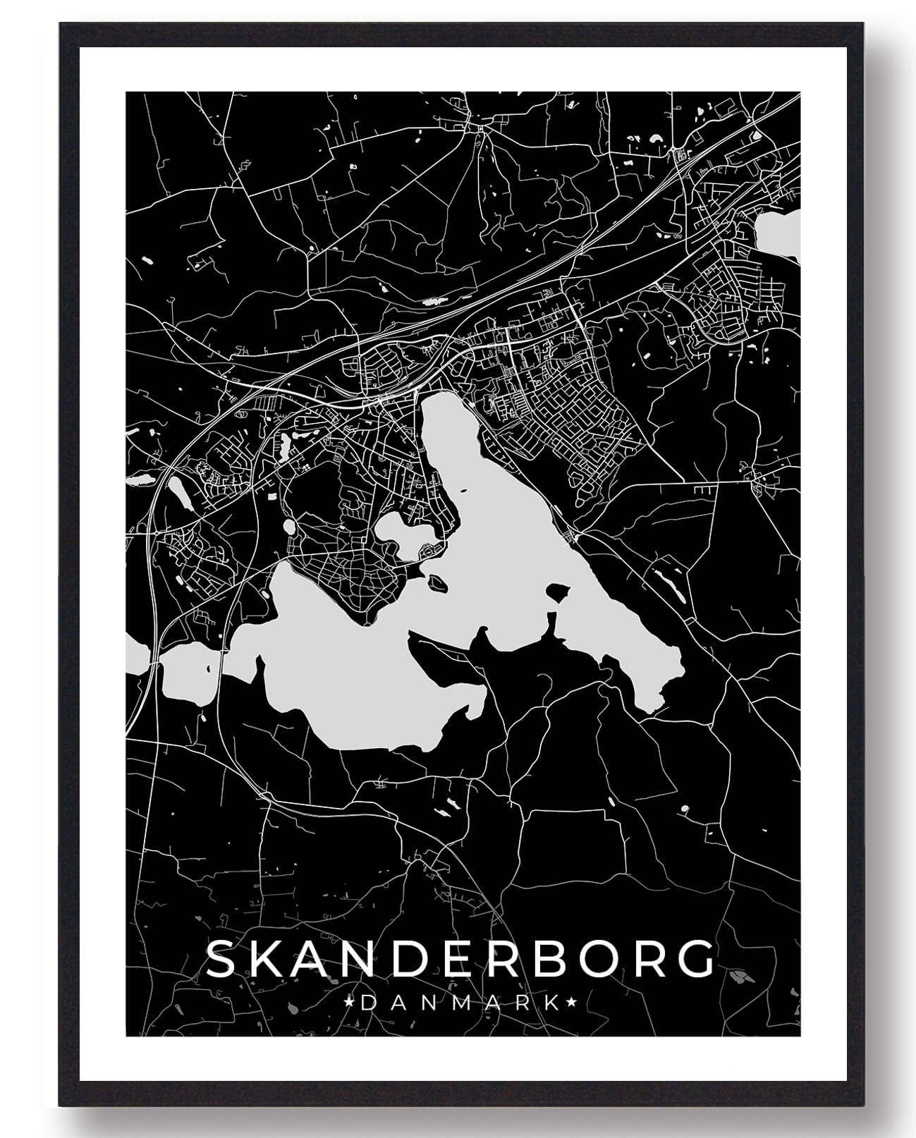 Sort Skanderborg Plakat - Plakatdyr.dk Plakater