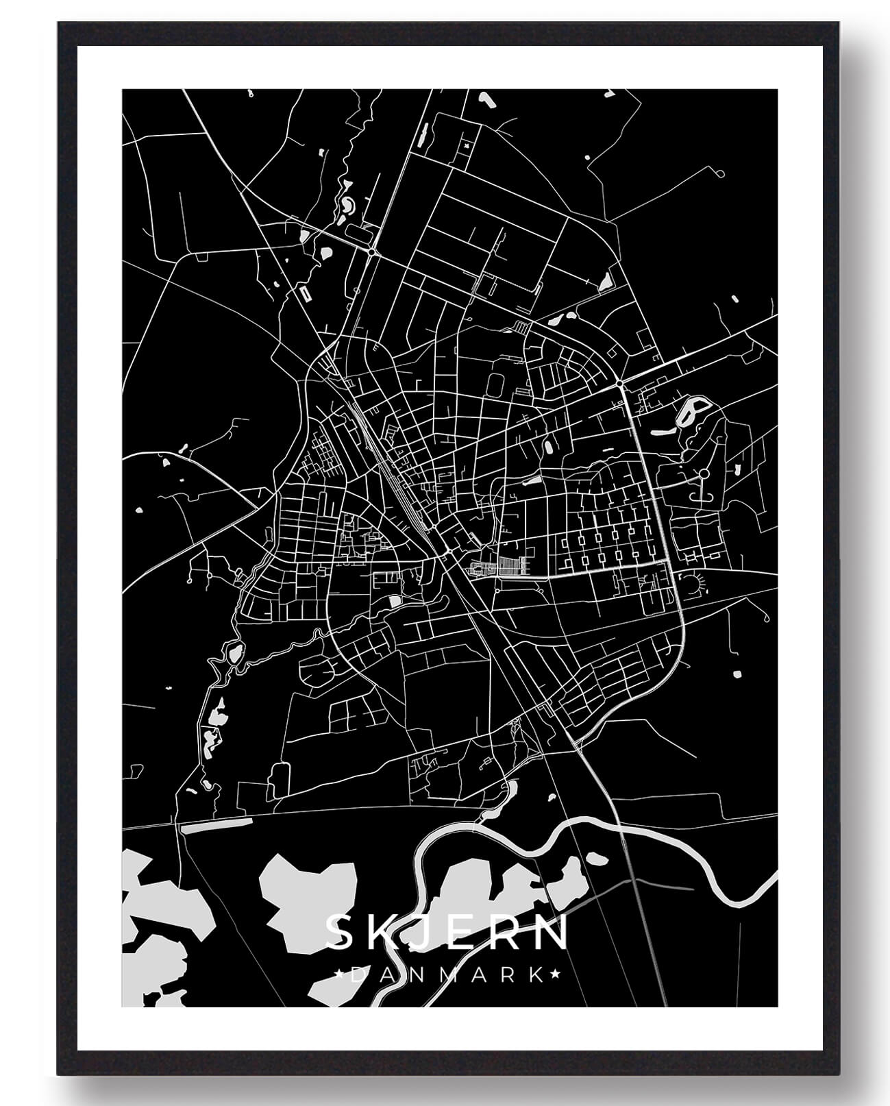Sort Skjern Plakat - Plakatdyr.dk Plakater