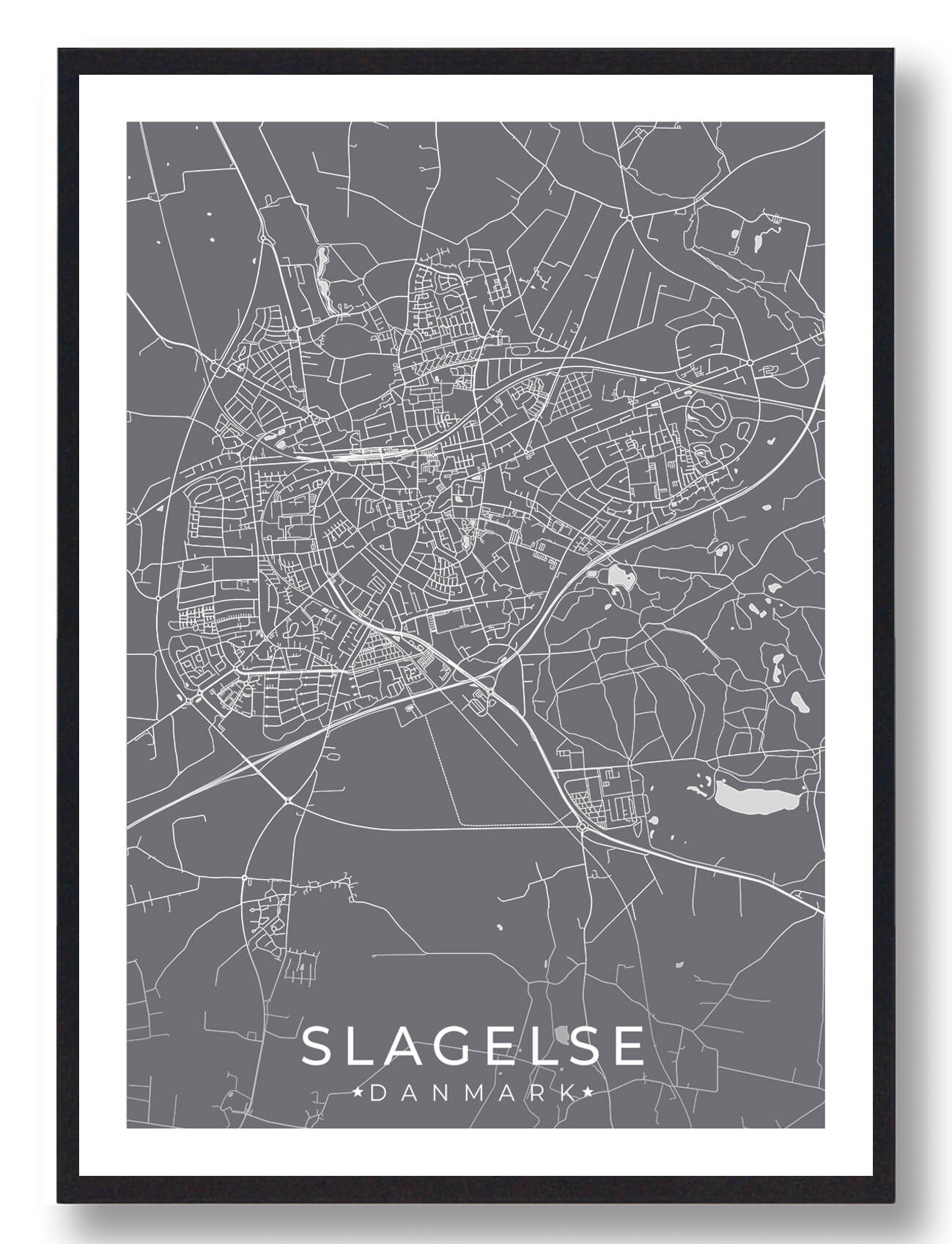 Slagelse Plakat Grå - Plakatdyr.dk Plakater