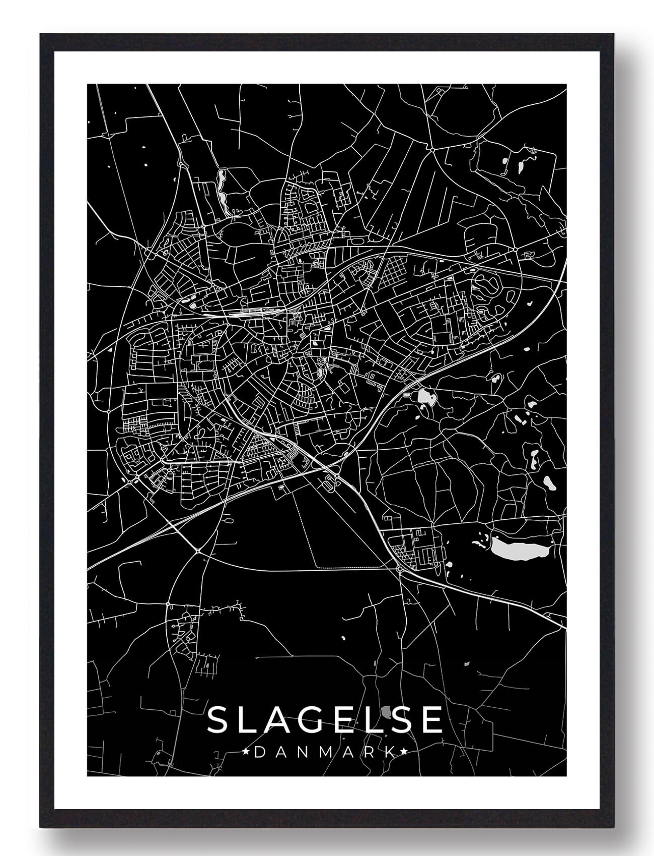 Sort Slagelse Plakat - Plakatdyr.dk Plakater