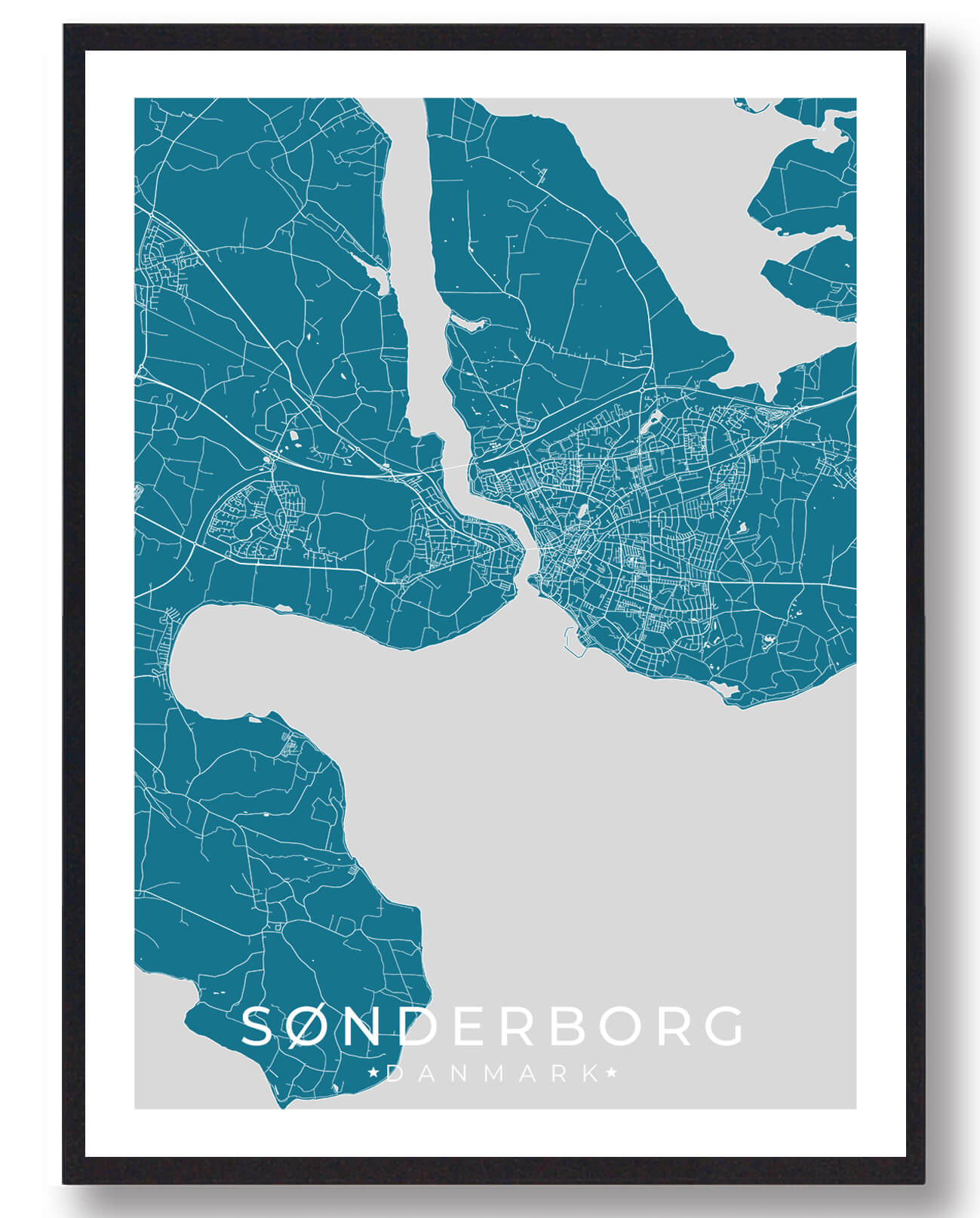 Blå Sønderborg Plakat - Plakatdyr.dk Plakater