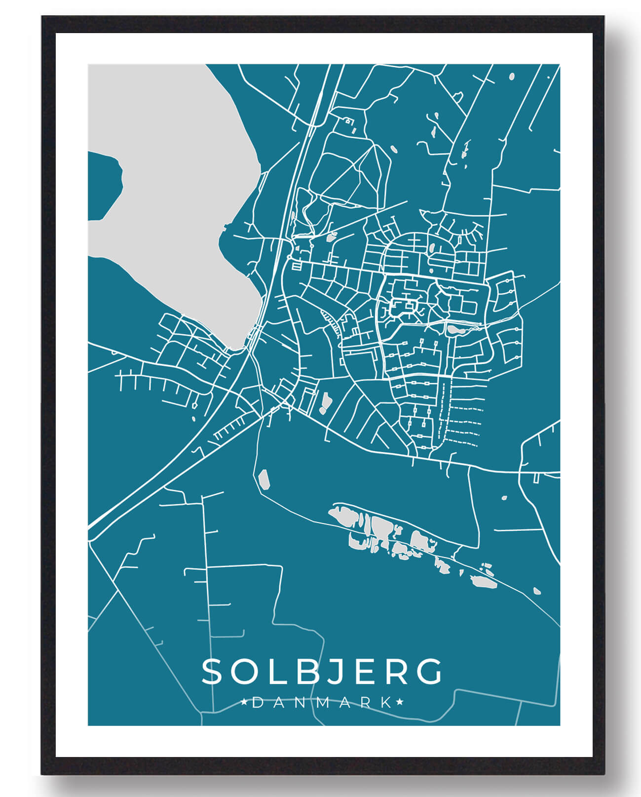 Blå Solbjerg Plakat - Plakatdyr.dk Plakater