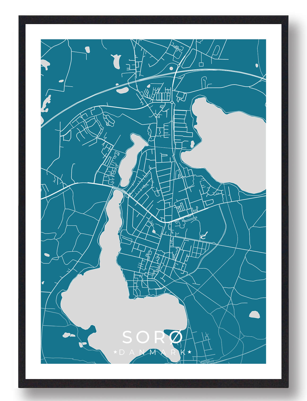 Blå Sorø Plakat - Plakatdyr.dk Plakater