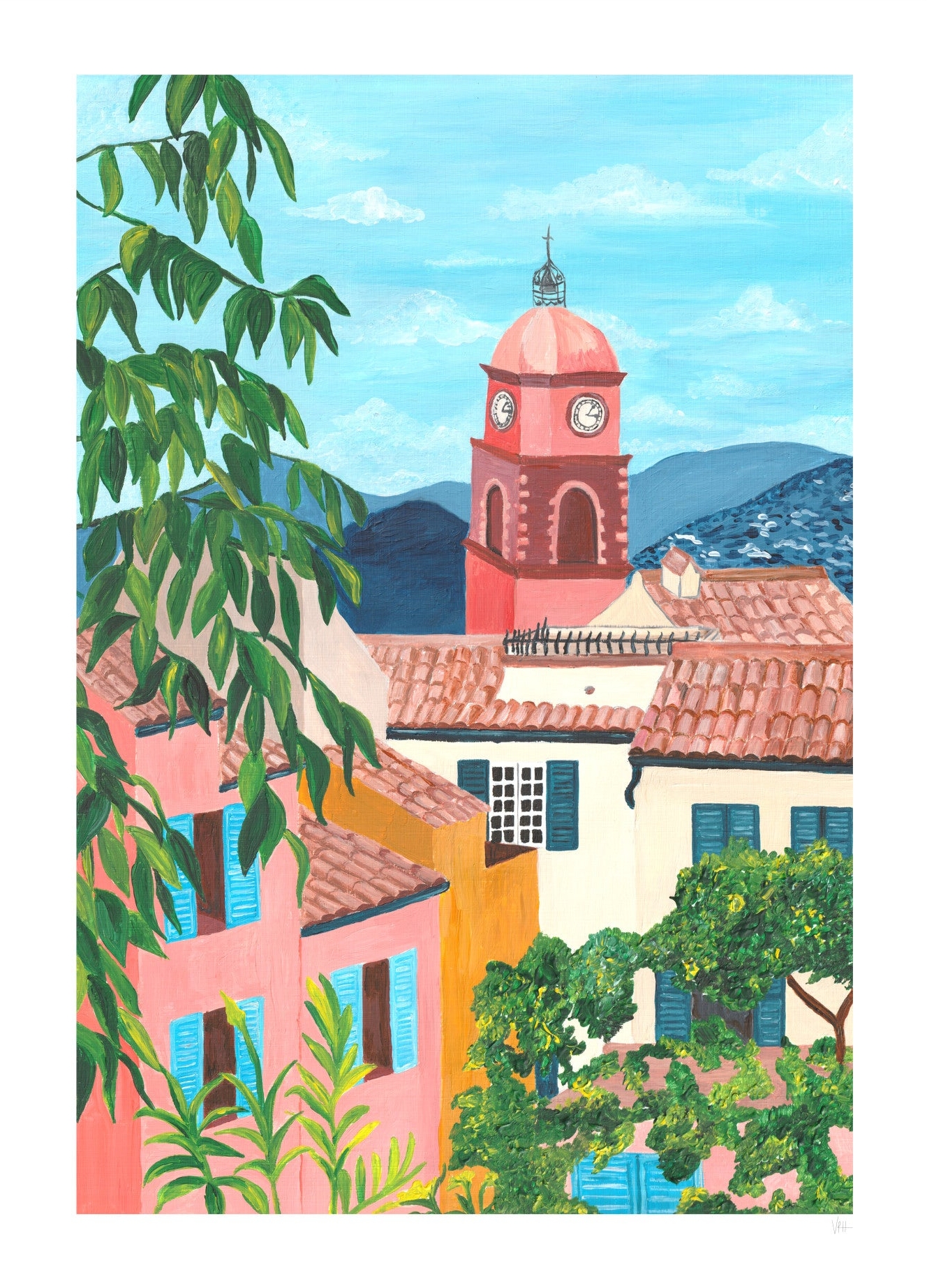 Rosa Spanish Rooftops Violets Print House - Plakater
